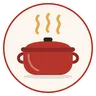 The Sunday Pot logo, a red Dutch oven with steam rising from it